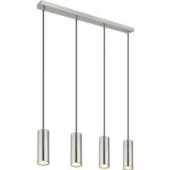 Luminaires Globo Lighting Suspensions|Suspension Globo ROBBY Nickel mat, 4 lumières