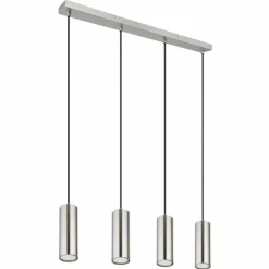 Luminaires Globo Lighting Suspensions|Suspension Globo ROBBY Nickel mat, 4 lumières