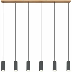 Luminaires Globo Lighting Suspensions|Suspension Globo ROBBY Noir, 6 lumières