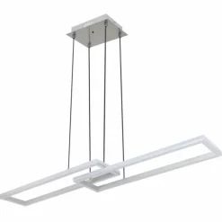 Luminaires Globo Lighting Éclairage Led|Suspension Globo SALMOS LED Aluminium, Gris, Argenté, 2 lumières, Télécommandes, Changeur de couleurs