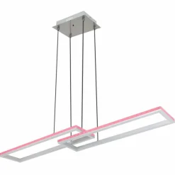 Luminaires Globo Lighting Éclairage Led|Suspension Globo SALMOS LED Aluminium, Gris, Argenté, 2 lumières, Télécommandes, Changeur de couleurs