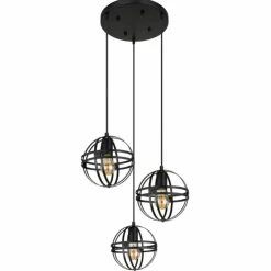 Luminaires Globo Lighting Suspensions|Suspension Globo TAMARA Noir, 3 lumières