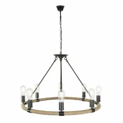 Luminaires Globo Lighting Lustres|Suspension Globo ULLEU Noir, 8 lumières
