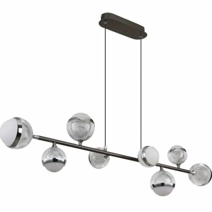 Luminaires Globo Lighting Suspensions|Suspension Globo UNTSY LED Titane, 8 lumières, Télécommandes