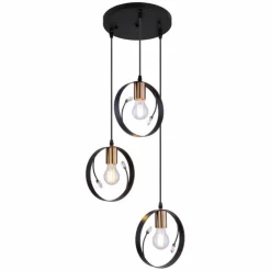 Luminaires Globo Lighting Suspensions|Suspension Globo VIGO Noir, 3 lumières