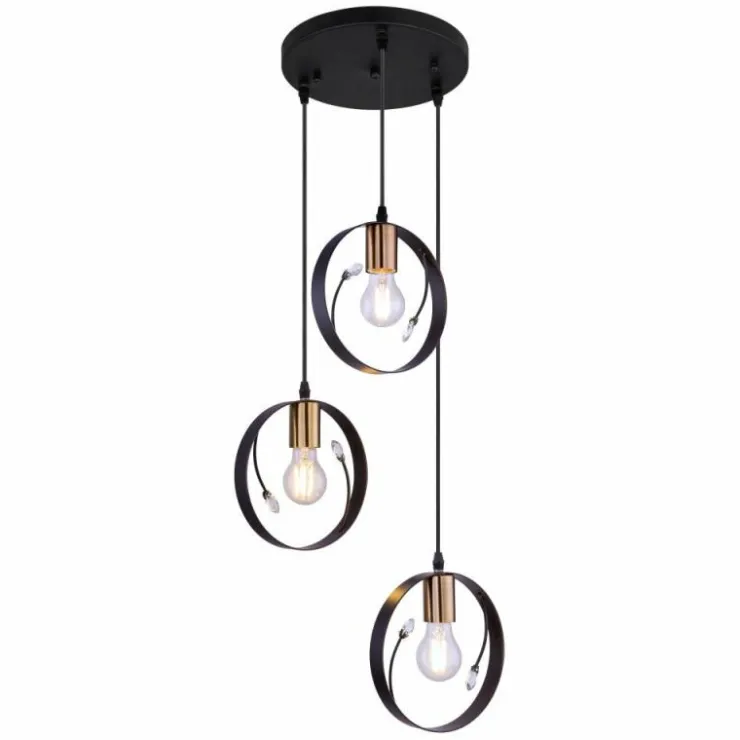 Luminaires Globo Lighting Suspensions|Suspension Globo VIGO Noir, 3 lumières
