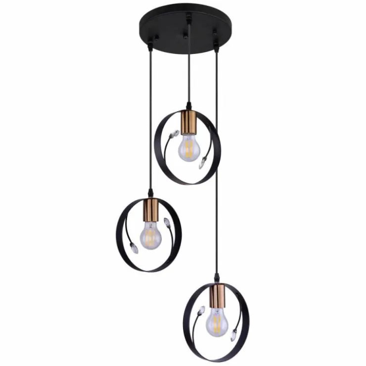 Luminaires Globo Lighting Suspensions|Suspension Globo VIGO Noir, 3 lumières