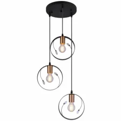 Luminaires Globo Lighting Suspensions|Suspension Globo VIGO Noir, 3 lumières