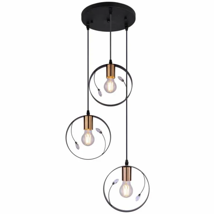 Luminaires Globo Lighting Suspensions|Suspension Globo VIGO Noir, 3 lumières