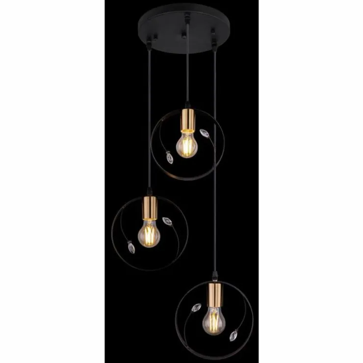 Luminaires Globo Lighting Suspensions|Suspension Globo VIGO Noir, 3 lumières