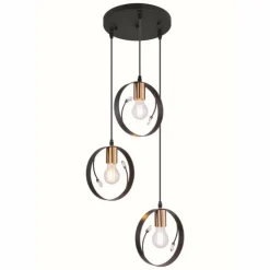 Luminaires Globo Lighting Suspensions|Suspension Globo VIGO Noir, 3 lumières