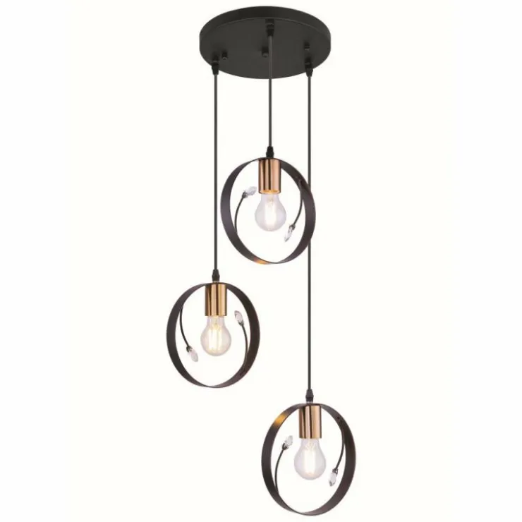 Luminaires Globo Lighting Suspensions|Suspension Globo VIGO Noir, 3 lumières