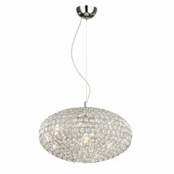 Luminaires Ideallux Suspensions|Suspension Ideal Lux ORION Chrome, Aspect cristal, 6 lumières