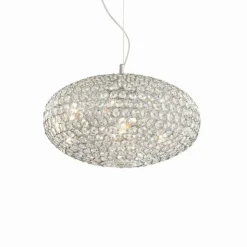 Luminaires Ideallux Suspensions|Suspension Ideal Lux ORION Chrome, Aspect cristal, 8 lumières
