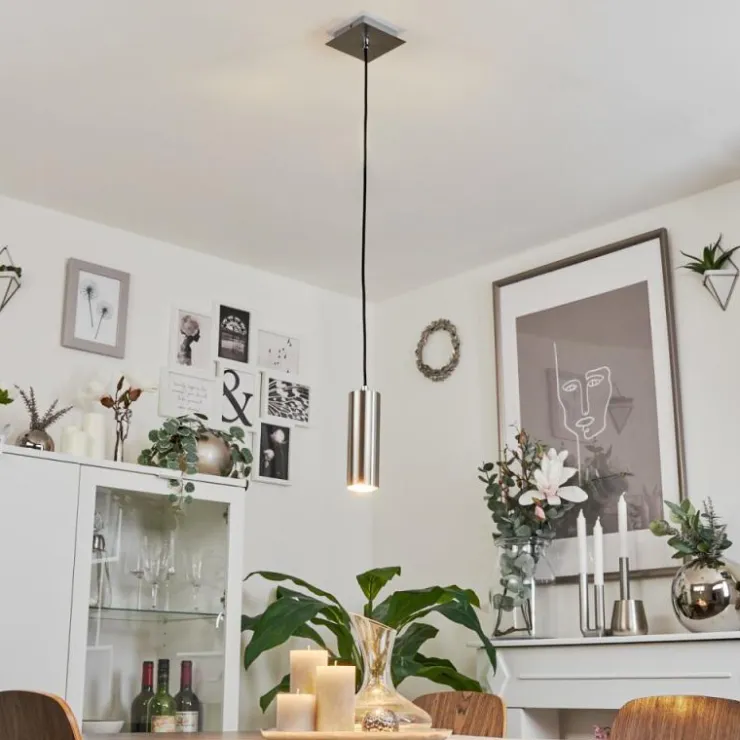 hofstein Suspensions|Suspension Javel Chrome, Nickel mat, 1 lumière