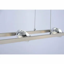Suspension Leuchten Direkt Ls-OPTI LED Acier inoxydable, 8 lumières, Télécommandes, Changeur de couleurs