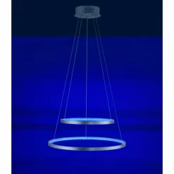 Suspension Leuchten Direkt Ls-CIRCLE LED Acier inoxydable, 1 lumière, Télécommandes, Changeur de couleurs