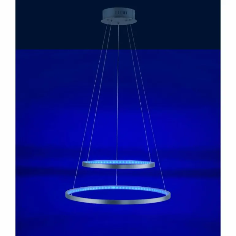 Suspension Leuchten Direkt Ls-CIRCLE LED Acier inoxydable, 1 lumière, Télécommandes, Changeur de couleurs