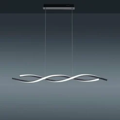 Suspension Leuchten-Direkt LOLAsmart-SWING LED Acier brossé, 2 lumières, Télécommandes, Changeur de couleurs