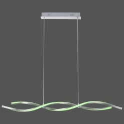 Suspension Leuchten-Direkt LOLAsmart-SWING LED Acier brossé, 2 lumières, Télécommandes, Changeur de couleurs