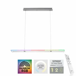 Luminaires Leuchten Direkt Éclairage Led|Suspension Leuchten-Direkt FELIX60 LED Acier brossé, 2 lumières, Télécommandes, Changeur de couleurs