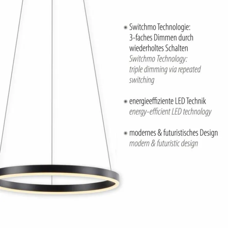Luminaires Leuchten Direkt Éclairage Led|Suspension Leuchten-Direkt RITUS LED Anthracite, 1 lumière