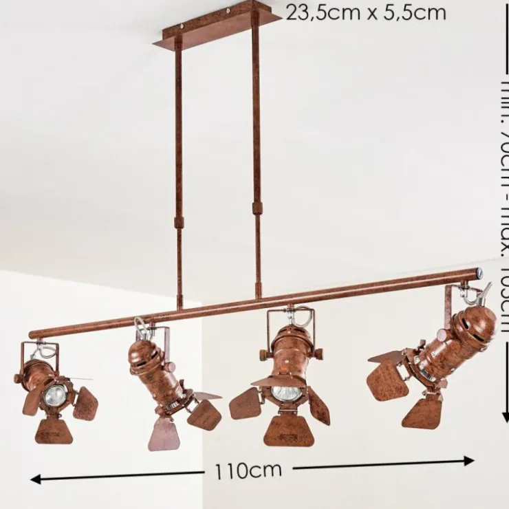 hofstein Suspensions|Suspension Lichinga Rouille, 4 lumières