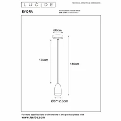 Luminaires Lucide Suspensions|Suspension Lucide EVORA Noir, 1 lumière
