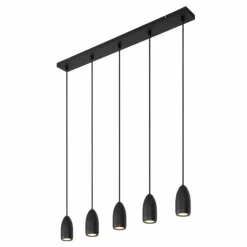 Luminaires Lucide Suspensions|Suspension Lucide EVORA Noir, 5 lumières