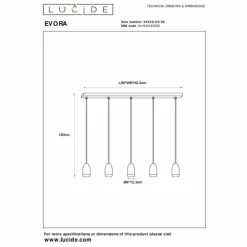 Luminaires Lucide Suspensions|Suspension Lucide EVORA Noir, 5 lumières