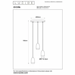 Luminaires Lucide Suspensions|Suspension Lucide EVORA Noir, 3 lumières