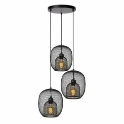 Luminaires Lucide Suspensions|Suspension Lucide JERREL Noir, 3 lumières