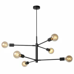 Luminaires Lucide Suspensions|Suspension Lucide LESTER Noir, 6 lumières