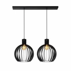 Luminaires Lucide Suspensions|Suspension Lucide MIKAELA Noir, 2 lumières