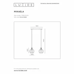 Luminaires Lucide Suspensions|Suspension Lucide MIKAELA Noir, 2 lumières