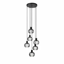 Luminaires Lucide Suspensions|Suspension Lucide MIKAELA Noir, 6 lumières