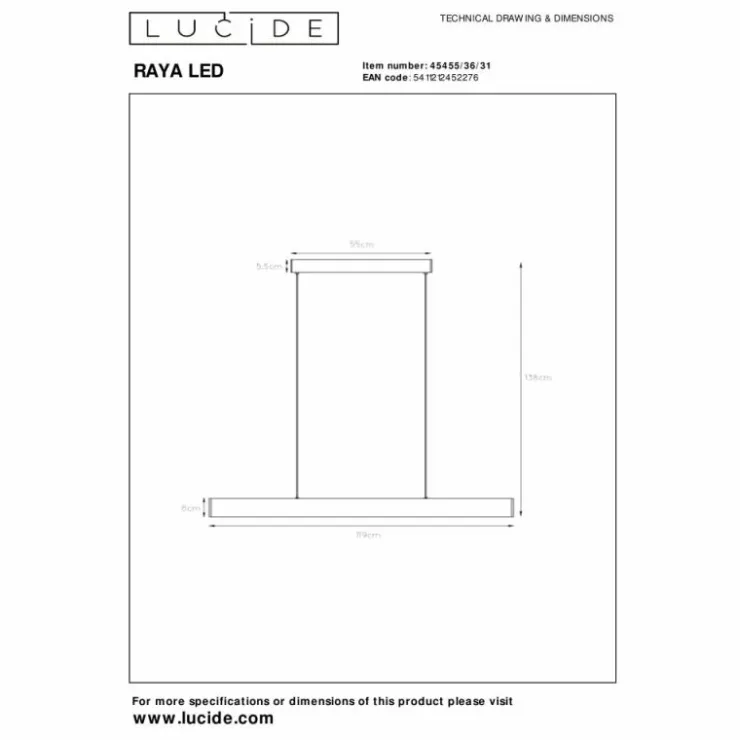 Luminaires Lucide Éclairage Led|Suspension Lucide RAYA LED Blanc, 1 lumière