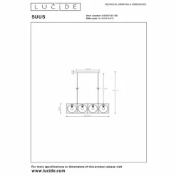 Luminaires Lucide Suspensions|Suspension Lucide SUUS Noir, 4 lumières