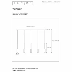 Luminaires Lucide Éclairage Led|Suspension Lucide TUBULE LED Noir, 5 lumières