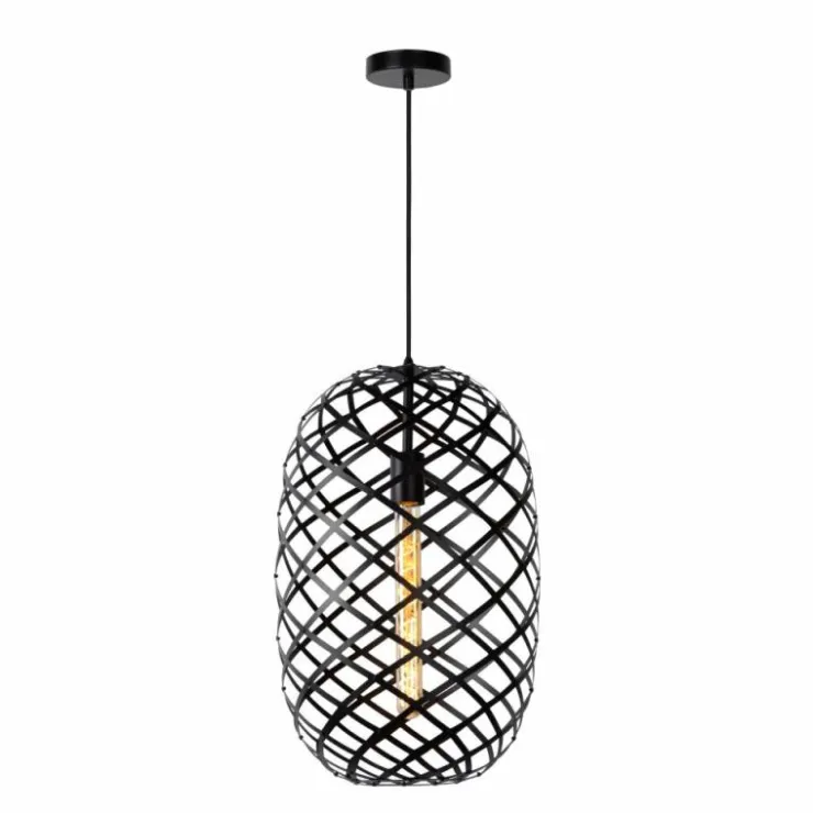 Luminaires Lucide Suspensions|Suspension Lucide WOLFRAM Noir, 1 lumière