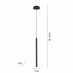 Luminaires Paul Neuhaus Éclairage Led|Suspension Paul Neuhaus FLUTE LED Noir, 1 lumière