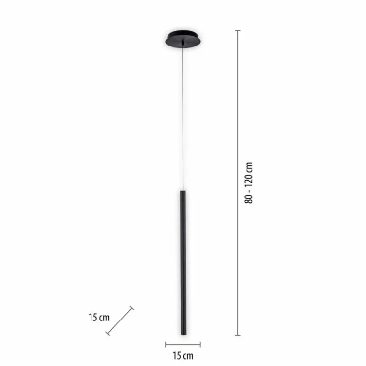 Luminaires Paul Neuhaus Éclairage Led|Suspension Paul Neuhaus FLUTE LED Noir, 1 lumière