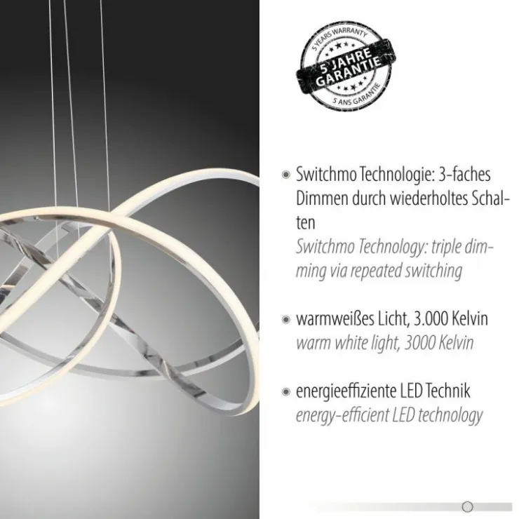 Luminaires Paul Neuhaus Éclairage Led|Suspension Paul Neuhaus KIRIBI LED Chrome, 1 lumière
