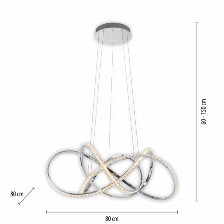 Luminaires Paul Neuhaus Éclairage Led|Suspension Paul Neuhaus KIRIBI LED Chrome, 1 lumière