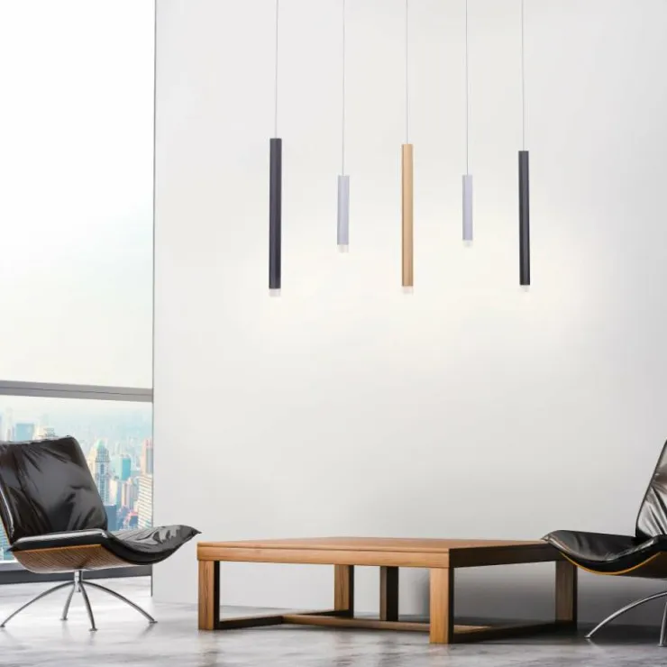 Luminaires Paul Neuhaus Éclairage Led|Suspension Paul Neuhaus PURE-GEMIN LED Aluminium, Laiton, Noir, 5 lumières