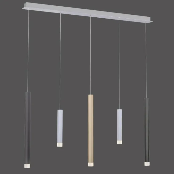 Luminaires Paul Neuhaus Éclairage Led|Suspension Paul Neuhaus PURE-GEMIN LED Aluminium, Laiton, Noir, 5 lumières