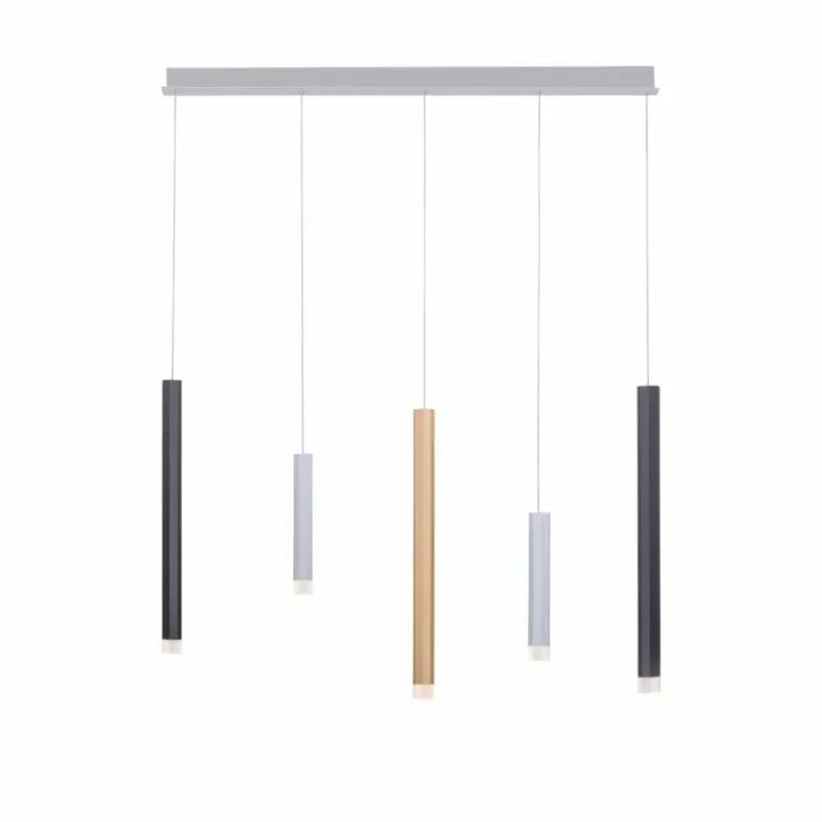 Luminaires Paul Neuhaus Éclairage Led|Suspension Paul Neuhaus PURE-GEMIN LED Aluminium, Laiton, Noir, 5 lumières