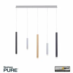 Luminaires Paul Neuhaus Éclairage Led|Suspension Paul Neuhaus PURE-GEMIN LED Aluminium, Laiton, Noir, 5 lumières