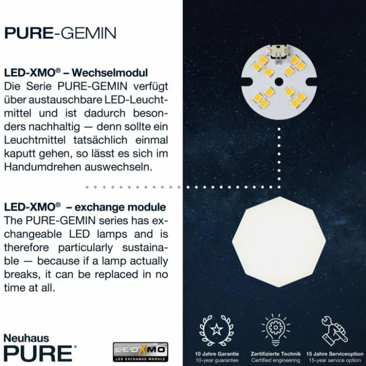 Luminaires Paul Neuhaus Éclairage Led|Suspension Paul Neuhaus PURE-GEMIN LED Aluminium, Laiton, Noir, 5 lumières