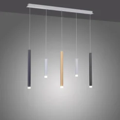 Luminaires Paul Neuhaus Éclairage Led|Suspension Paul Neuhaus PURE-GEMIN LED Aluminium, Laiton, Noir, 5 lumières